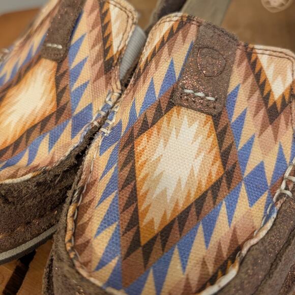 Ariat Cruiser Slip-On Shoe Brown Metallic Bronze Aztec Blanket Western - Size 9 - Picture 5 of 7